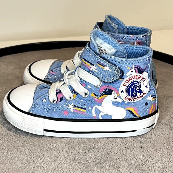 Converse Chuck Taylor All Star Unicorn Canvas Hi-top Girl Size 6 Toddler Blue - Picture 3 of 6